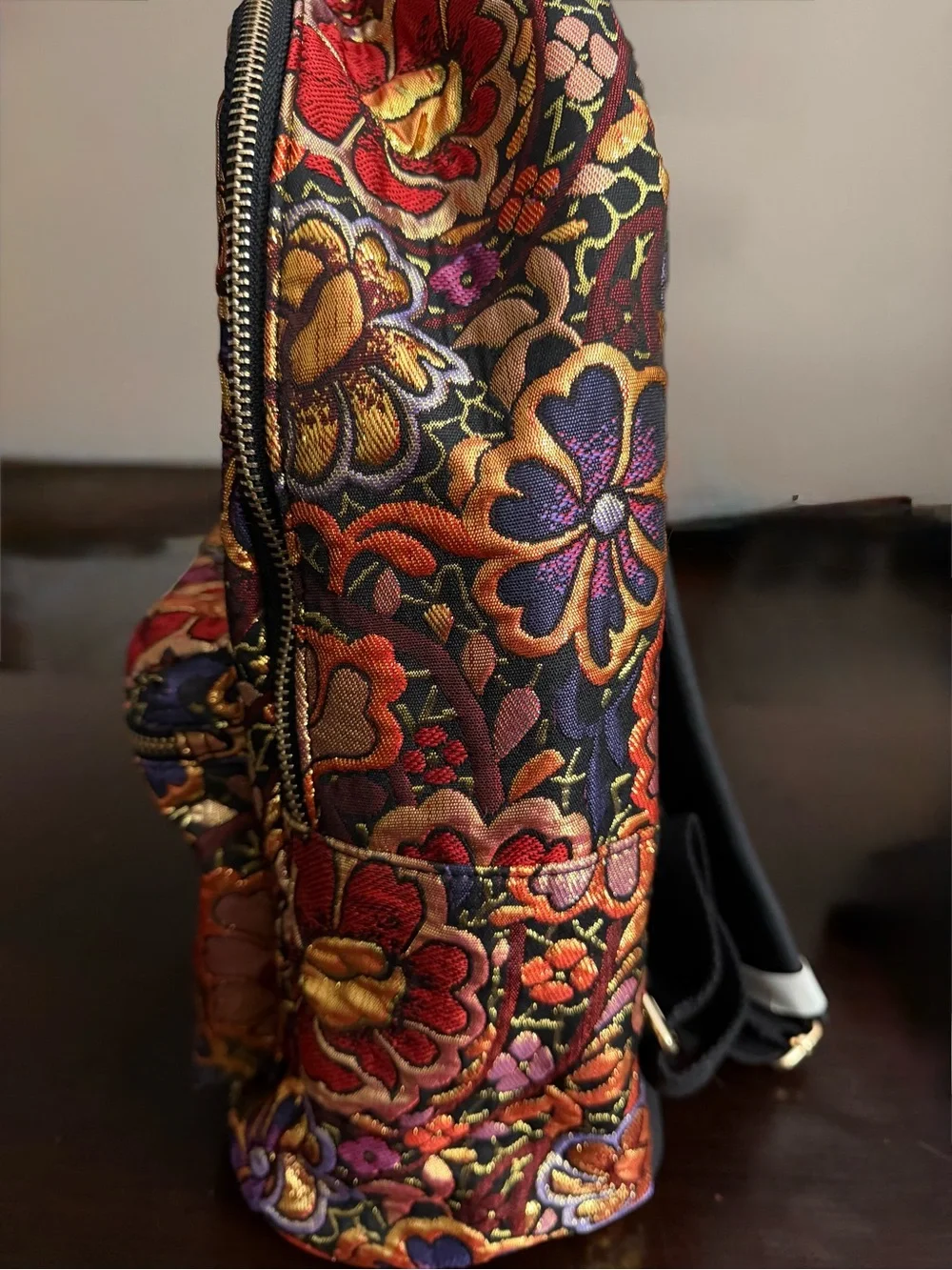 Free People Inspired Floral Brocade Embroidered Jacquard Backpack NWOT 15x11x5